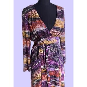 London Times Wrap Dress Old Money Disco Faux Wrap Holiday Sparkle NWT